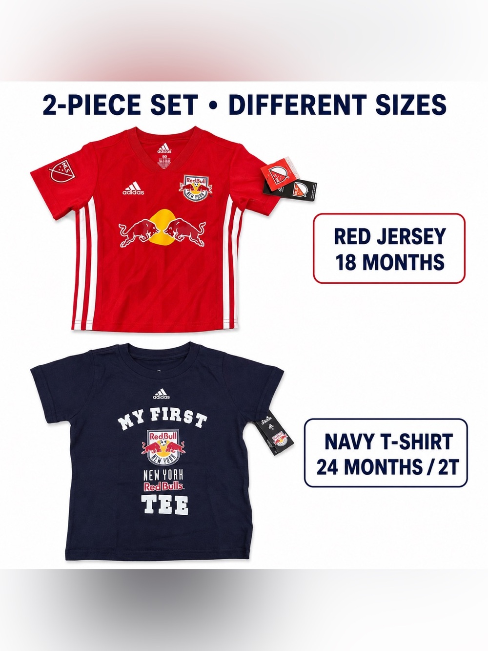 adidas Kids Red and Navy New York Red Bulls Jersey & Tee Set